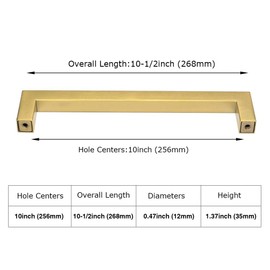 homdiy (6 Pack) Gold Drawer Pulls Square Cabinet Pulls Kitchen Cabinet Handle 10 inch - HDJ12GD Drawer Pulls Vintage Handles for Dresser Drawers