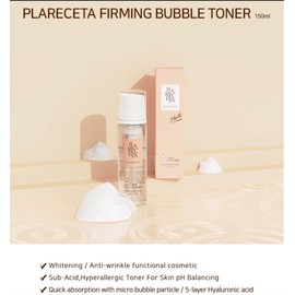 Plareceta Placenta Firming Bubble Toner, Calming Skin, Refreshing, Hydrating, Purifying, Wrinkle Improvement, Oil Water Balance, 5.07 Fl Oz