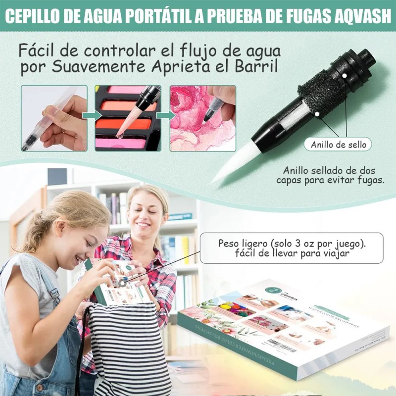 Juego De Pinceles De Acuarela Para Agua Profesional, 12 Pcs