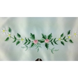 grantlinen Ivory Embroidered Handmade Rose bud Cutwork Embroidery 33" Square Tablecloth