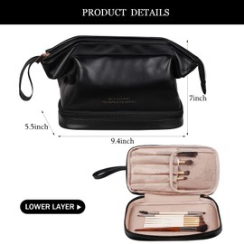 Dokpav Cosmetiquera para Maquillaje Grande, Bolsa de Maquillaje de Viaje, Bolsa de Cosméticos Portátil Doble Capa, Necesers de Viaje, Bolsas Cosmetiqueras de Viaje Multifuncional para Mujer (Nergo)
