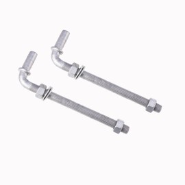 Dailydanny J-Bolt Post Hinge with 5/8" Hinge Pin Galvanized Post Gate Hinge for Chain Link Fence, Washers & Nuts Included (8" (2 Pcs))