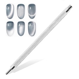 WOKOTO Double Side Cylinder Cat Eye Magnet For Nails, 1 Pc Silver Nail Magnet For Nail Art Cat Eye Gel Polish Magnet Tool, Nail Polish Magnet Pen For Magnetic Gel Polish Cateye Magnet For Nails