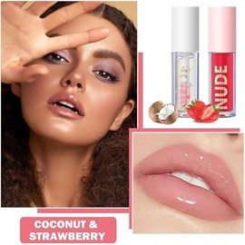 Balsamo Labios Lifter Gloss Aceite Labial Plumping 2 Packs Aceite Labial Hidratante Brillo de Labios Extracto de Frutas Bálsamo Labial Hidratante y Ti
