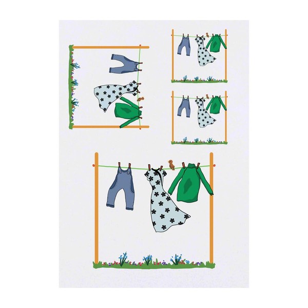 Azeeda 4 x 'Wäscheleine mit Kleidung' Temporäre Tattoos - Wasserfest,