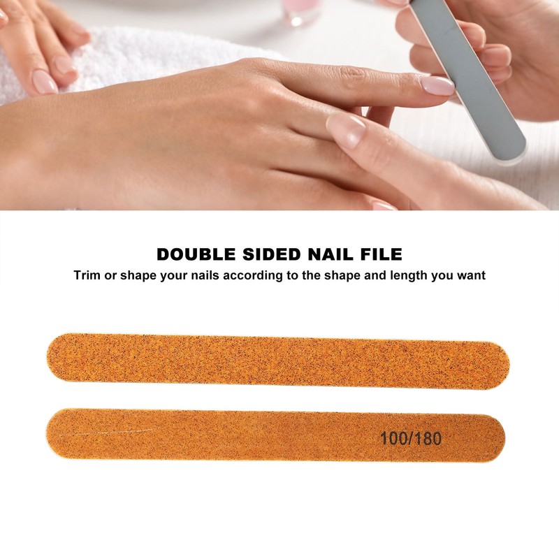10pcs Nail File Professional Wood Core Reusable Double Sides Washable