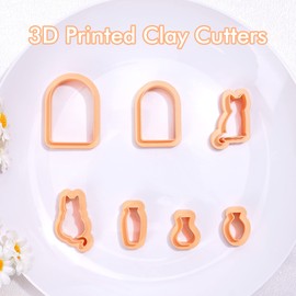 Puocaon Cats Clay Earring Cutters - 7 Pcs Vases Cats Painting Clay Cutters for Polymer Clay Jewelry Making, Arch Shape Polymer Clay Cutters for Earrings Making, Bottle Jar Kittens Polymer Clay Cutters