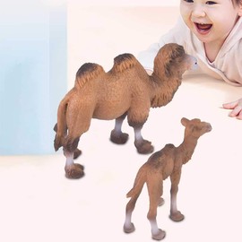 Animal Model Toy, 2pcs Miniature Wild Safari Wildlife World Animal Figures Desktop Decoration Bactrian Camel Model Toy Home Decor Gifts for Kid Children