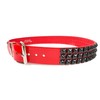 Patent Red Three Row Black Pyramid Stud Belt Vegan Leather