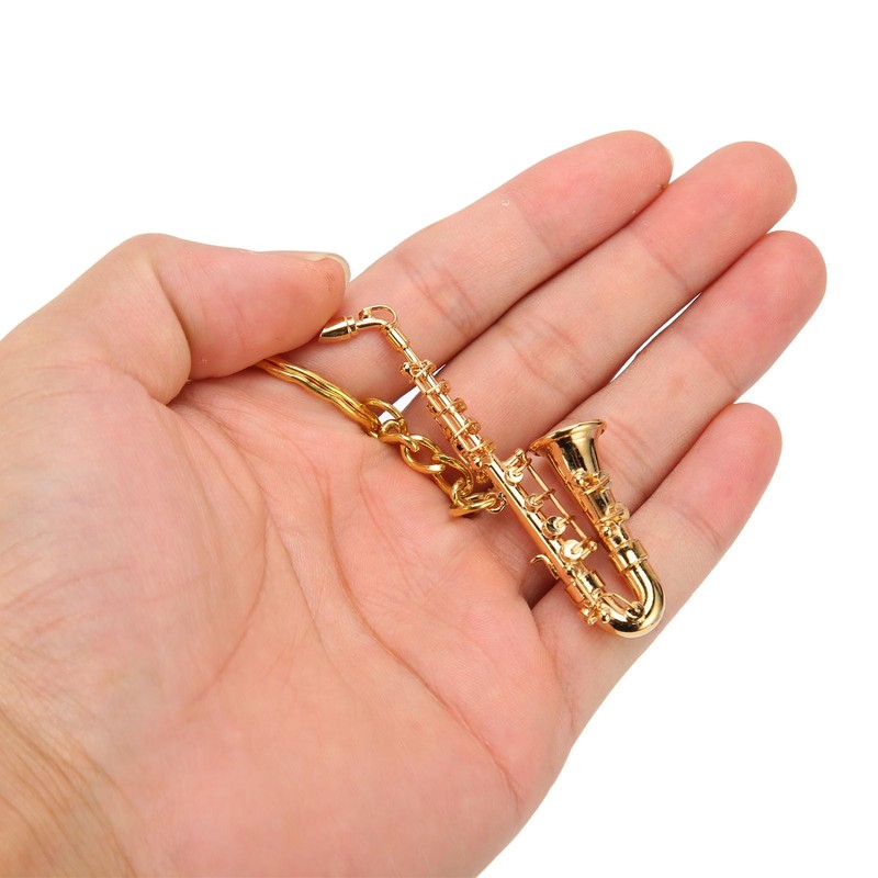 Saxophone Pendant Keychain, Portable, Funny Brass Miniature Saxophone Musical Instrument