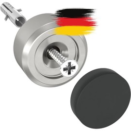 Raumhero Door Stop Wall Stainless Steel (1x) Wall Buffer for Screwing - 100% Made in Germany - Door Buffer Wall, Door Stopper Wall Mounted - Elegant Design for Home (for Drilling, Black)