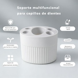 Organizador para Cepillos de Dientes 1 pz, Porta Cepillos con Drenaje Porta Cepillos de Dientes con Multiranuras y Diseño Desmontable. Fácil de Limpiar para Encimera de Baño