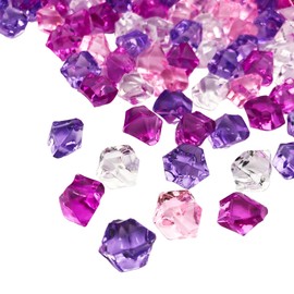 Lyrtrees Decorative Acrylic Ice Gems, Purple Pink Fuchsia Clear Mixed, Pack of 150 Pieces Vase Filler Stones Reusable Acrylic Crushed ice Rocks for Home Décor