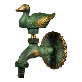 VARIOSAN Nostalgia Outlet Valve "Duck" 11213, 1/2 Inch, Patinated Brass, Long Wall Clearance, Solid Wall Rosette