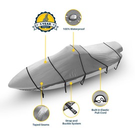 Seal Skin Covers Center Console Boat Cover, Waterproof, All-Weather Protection, Marine-Grade Cover for 18'-19' L & Up to 96" W with Strap & Buckle, Mooring & Trailering Boat Cover