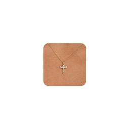 Ewrkbr Gold Cross Necklaces for Women,Dainty 14K Gold Plated Necklace Simple Gold CZ Cross Necklace Small Non Tarnish Gold Cross Pendant Necklaces for women Trendy Gold Jewelry Gifts
