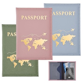 pilyero Pack of 3 Passport Case, Passport Case, Leather Passport Holder for Family Travel, Storage of Boarding Pass, Bank Cards, More Storage Space for Passport, Cards, Ticket Card, Boarding Passes