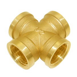 Joywayus Brass 1/2" NPS Female 4-Way Pipe Fitting Adapter Tube Coupler Connector Water Gas Oil