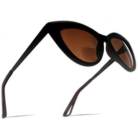 SAMBA SHADES Bifocal Reading Sunglasses Fashion Cat Eye Sunglass Readers Oversized Women's CatEye Glasses Brown Rx 1.50