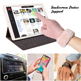 LassZone Womens Winter Warm Touch Screen Gloves Fleece Lined Windproof Soft Suede Mittens for Dressing Driving Running Skiing Cycling Camping etc