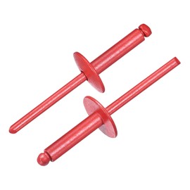 sourcing map 60Pcs 3/16"x3/4" Aluminum Blind Rivets, Aluminum Grip and Steel Mandrel, Large Flange Fastener Rivets for Metal, Furniture, Automotive, Red