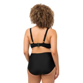 Ulla Popken Tina Women's Bikini Top, Plain Bikini, Black, XXXL, black, 58