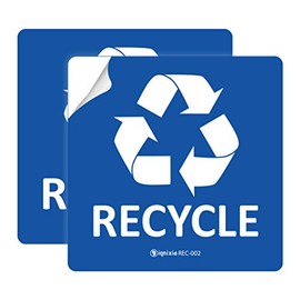 IGNIXIA Pack of 02 Recycle Sign Decals self Adhesive - Recycling Stickers 5 x 5 Inches Recycle and Trash Sticker for Trash can with Over Lamination- Recycle Labels
