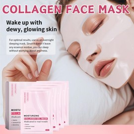 Collagen Face Mask, Pink Collagen Jelly Gel Mask, Korean Face Mask, Collagen Mask - Collagen Overnight Face Mask, Pore Minimizing, Moisturize, Firm & Enhance Skin Vitality, Face Masks Beauty 4Pcs