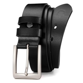 CHAOREN Black Leather Belt Men - Full Grain Leather Belts Triple Protection Buckle 1.5" - Ideal for Daily & Work Wear