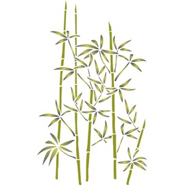 Bamboo Stencil, 6.5 x 10.4 inches (M) Reusable Large Evergreen Garden Leaves Wall Stencil