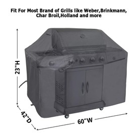 NEXCOVER Barbecue Gas Grill Cover - 60 Inch Waterproof BBQ Cover, Outdoor Heavy Duty Grill Cover, Fade & Weather Resistant Upgraded Material, Barbecue Cover for Weber, Brinkmann, Char Broil, Holland.