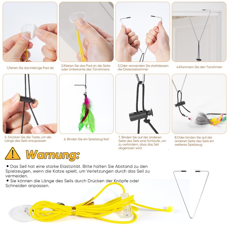 LongForU Katzenangel mit Federn und Saugnapf - Interaktives Katzenspielzeug und