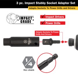 Titan 12061 3-Piece Stubby Impact Socket Adapter and Extension Set