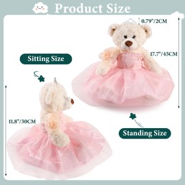 Quinceanera Doll Quince Teddy Bear with Dress,Quinceanera Decorations for Girls Gifts,OSO De Peluche para 15 Años Con Vestido,Centro De Mesa Muñecas para 15 Años Quinceañeras (Pink)