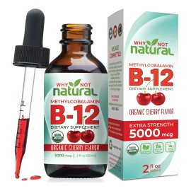 Vitamina B12 Sublingual 5000mcg Why Not Natural Cereza Orgánica 60mL