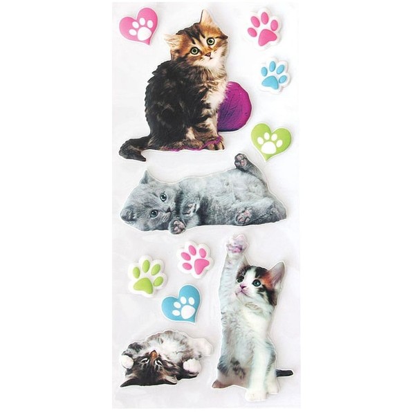Playhouse Soft Puffy 11-Piece Sticker Sheet for Crafts, Trading & Collecting - Pretty Kittens
