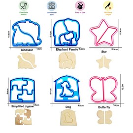 6 Pack Sandwich Cutters and Bread Crust Shape Remover for Kids, Messar Cute Animals Shapes Toast Mould DIY Sandwich Slicer Maker Kit for Children Bento Lunch Box Food Decor- Color Random (Style B)