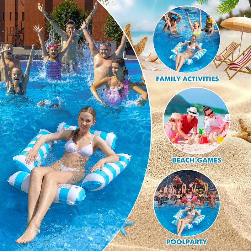 ROUSKY 2PCS Inflatable Pool Float Chair Lounge for Adults and