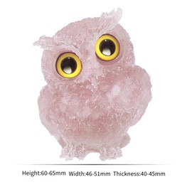 Nupuyai Rose Quartz Stone Owl Figure Decoration, 6 cm Small Crystal Owl Stone Statue, Healing Stone Owls Gifts for Women, Resin Birds Animal Figure Witch Home Garden Decoration