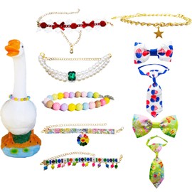 10 Pcs Holiday Porch Goose Necklaces Outfits,Adjustable Bow Ties,Metal chain,Rhinestone for 23"/17" Porch Goose Statue,Indoor,Outdoor,Garden,Lawn Decor,Goose Costume Decorations