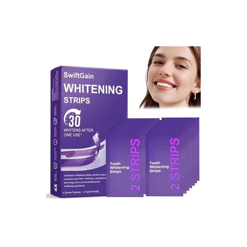 SwiftGain Teeth Whitening Strips for Sensitive Teeth - 14 Uses