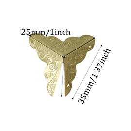 Runseaway 24Pcs 1"x1" Antique Gold Furniture Corner Protectors, Vintage Triangle Corner Guard Metal Edge Guards Decorative for Jewelry Box Cabinet Wooden Case with Screws
