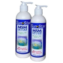 Sun Star Organics Pure & Natural MSM Lotion - Unscented - 8 oz (2 PACK)