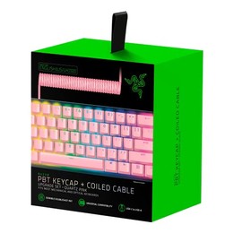 Razer PBT Keycap + Coiled Cable Upgrade Set: Durable Doubleshot PBT - Universal Compatibility - Keycap Removal Tool & Stabilizers - Tactically Coiled & Designed - Braided Fiber Cable - Quartz Pink