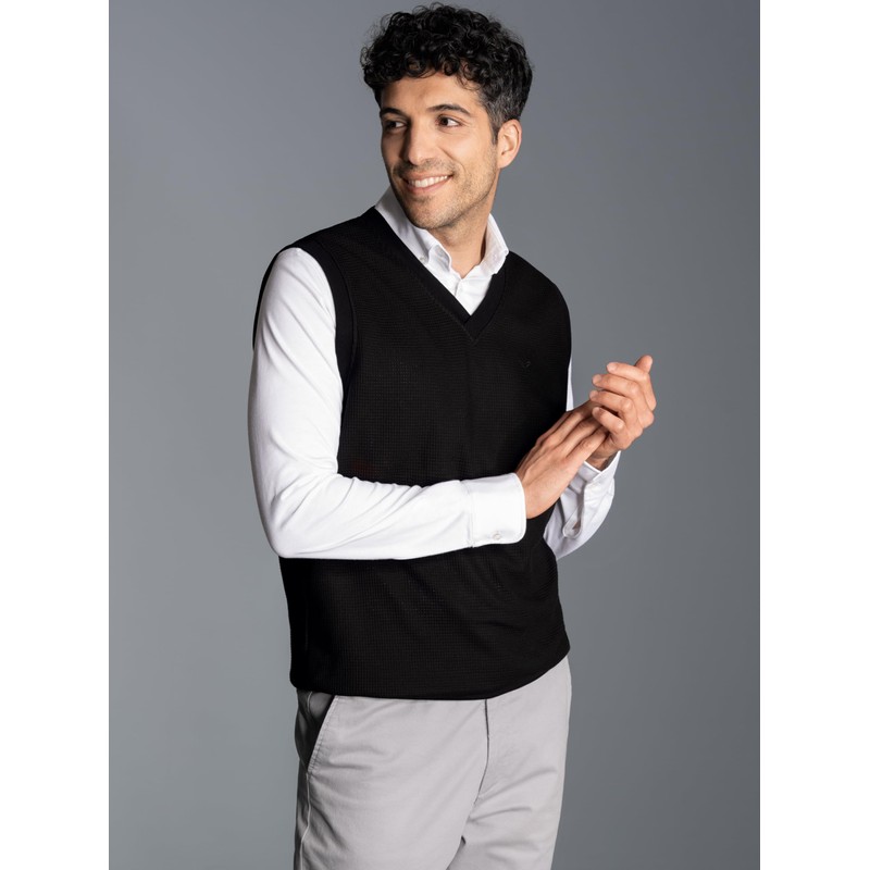 Trigema Men's Sweater Vest, black