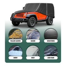 Waterproof Car Cover Compatible for Jeep Wrangler CJ,YJ, TJ & JK 2-Doors 1955-2024 All Weather 6 Layers Full Car Cover with Storage Bag