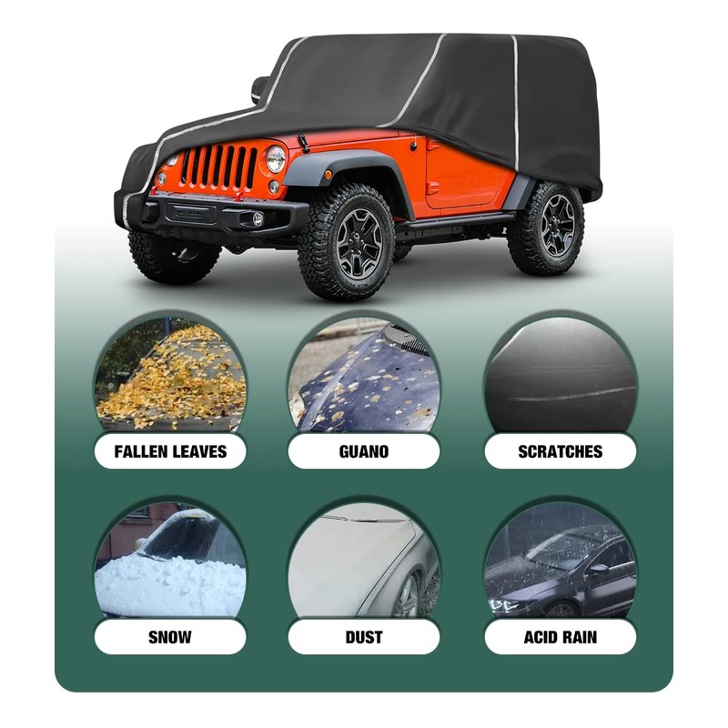 Waterproof Car Cover Compatible for Jeep Wrangler CJ,YJ, TJ &
