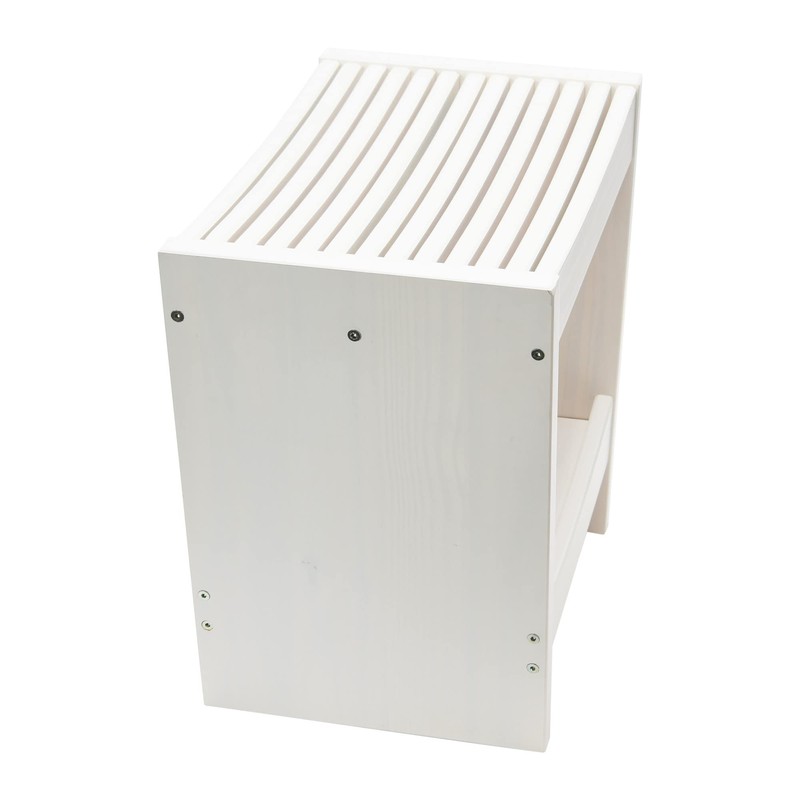 Creative Co-Op Modern Slatted Solid Wood Stool With Storage Shelf,