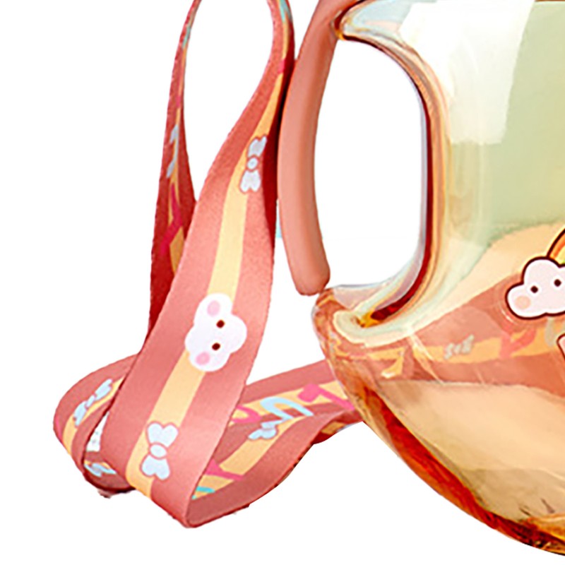 450ml Kids Water Cup with Handle and Lanyard Plastic Straw