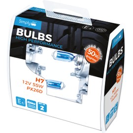 Simply SWH7 High Performance H7 Car Bulb Duo Box of Two 12V 55W PX26D Base Suitable for all Headlights 50% Brighter than standard
